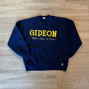Vintage Russell Athletic Navy Sweatshirt with Yellow GIDEON Lettering